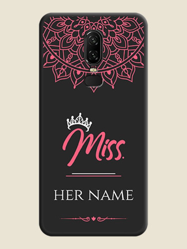 Custom Mrs Name with Floral Design on Space Black Personalized Soft Matte Phone Covers - OnePlus 6 - alternate view