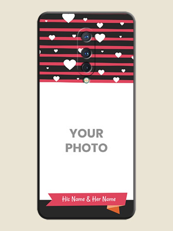 Custom White Color Love Symbols with Pink Lines Pattern on Space Black Custom Soft Matte Phone Cases - OnePlus 8 - alternate view