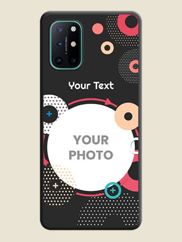 Custom Multicoloured Round Image on Personalised Space Black Soft Matte Cases - OnePlus 8T - alternate view