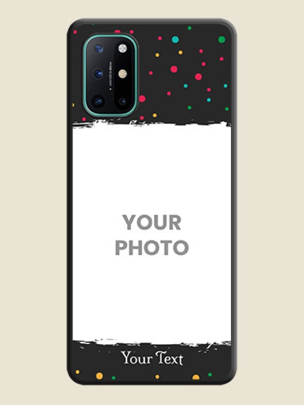 Custom Multicolor Dotted Pattern with Text on Space Black Custom Soft Matte Phone Back Cover - OnePlus 8T - alternate view