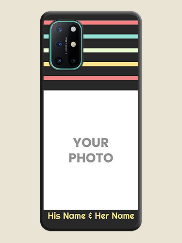 Custom Color Stripes with Photo and Text on Photo on Space Black Soft Matte Mobile Case - OnePlus 8T - alternate view