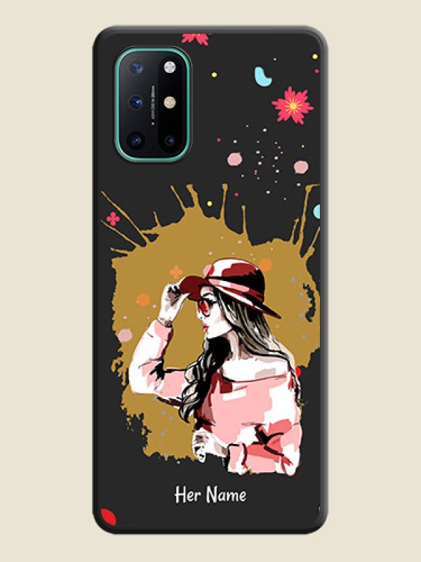 Custom Mordern Lady With Color Splash Background With Custom Text On Space Black Personalized Soft Matte Phone Covers -Oneplus 8T - alternate view