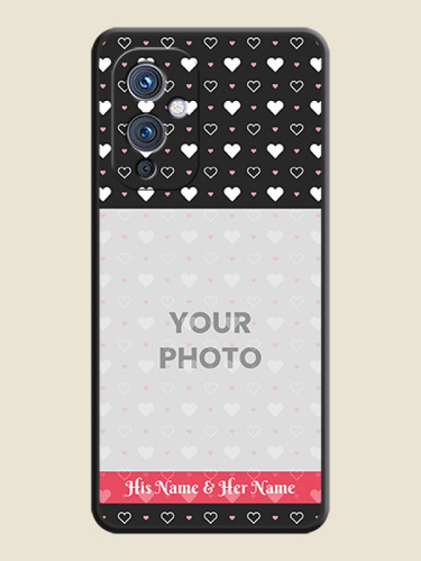 Custom White Color Love Symbols with Text Design on Photo on Space Black Soft Matte Phone Cover - Oneplus 9 5G - alternate view