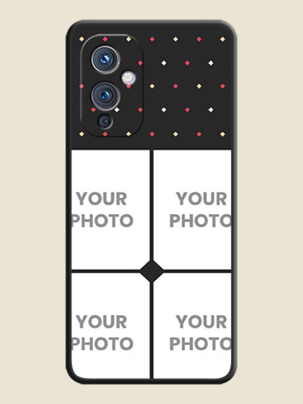 Custom Multicolor Dotted Pattern with 4 Image Holder on Space Black Custom Soft Matte Phone Cases - Oneplus 9 5G - alternate view