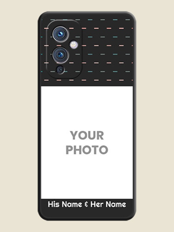 Custom Line Pattern Design with Text on Space Black Custom Soft Matte Phone Back Cover - Oneplus 9 5G - alternate view