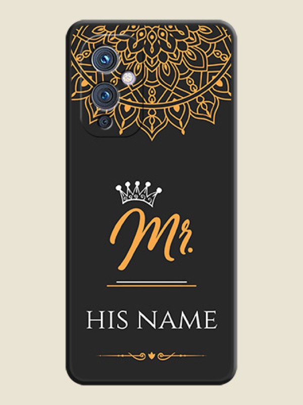 Custom Mr Name with Floral Design  on Personalised Space Black Soft Matte Cases - Oneplus 9 5G - alternate view