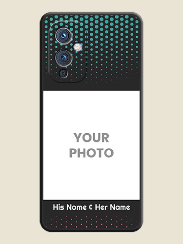 Custom Faded Dots with Grunge Photo Frame and Text on Space Black Custom Soft Matte Phone Cases - Oneplus 9 5G - alternate view