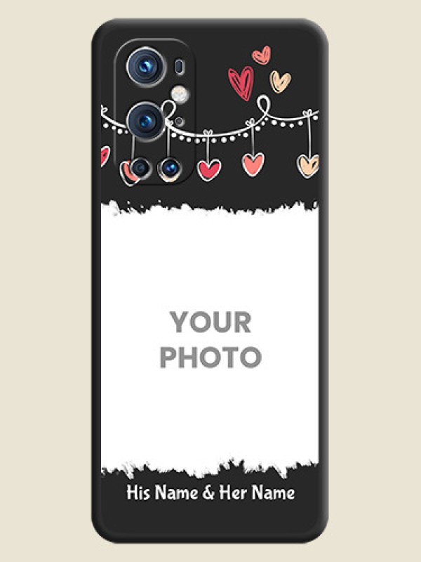 Custom Pink Love Hangings with Name on Space Black Custom Soft Matte Phone Cases - Oneplus 9 Pro 5G - alternate view