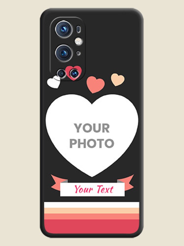 Custom Love Shaped Photo with Colorful Stripes on Personalised Space Black Soft Matte Cases - Oneplus 9 Pro 5G - alternate view