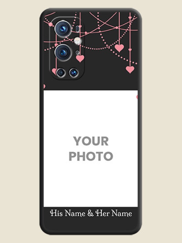 Custom Pink Love Hangings with Text on Space Black Custom Soft Matte Back Cover - Oneplus 9 Pro 5G - alternate view
