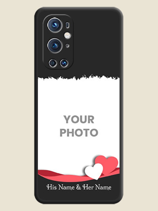 Custom Pin Color Love Shaped Ribbon Design with Text on Space Black Custom Soft Matte Phone Back Cover - Oneplus 9 Pro 5G - alternate view