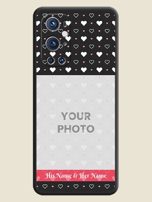 Custom White Color Love Symbols with Text Design on Photo on Space Black Soft Matte Phone Cover - Oneplus 9 Pro 5G - alternate view