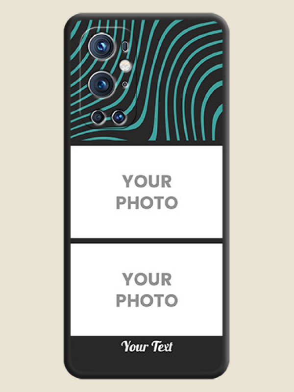 Custom Wave Pattern with 2 Image Holder on Space Black Personalized Soft Matte Phone Covers - Oneplus 9 Pro 5G - alternate view