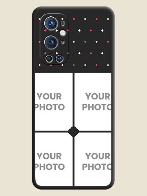 Custom Multicolor Dotted Pattern with 4 Image Holder on Space Black Custom Soft Matte Phone Cases - Oneplus 9 Pro 5G - alternate view