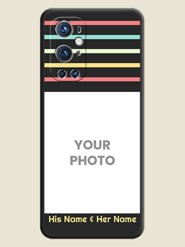 Custom Color Stripes with Photo and Text on Photo on Space Black Soft Matte Mobile Case - Oneplus 9 Pro 5G - alternate view
