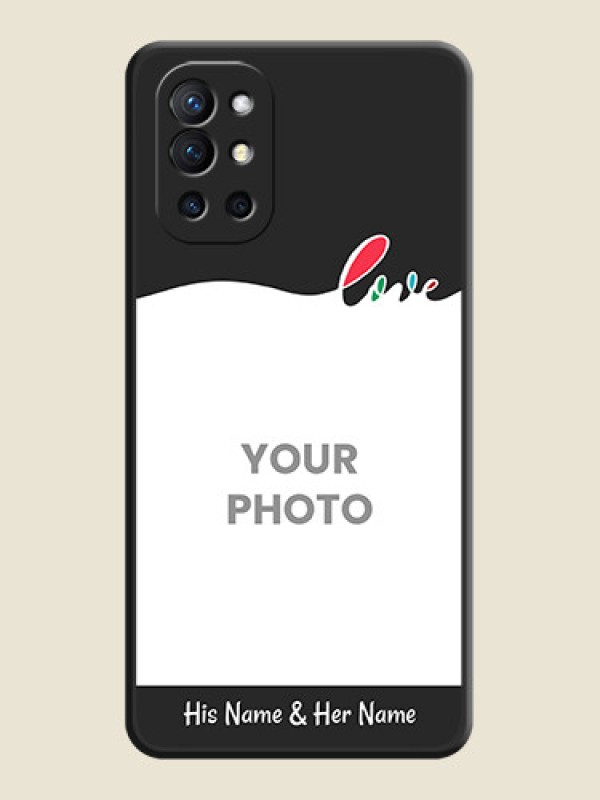 Custom Fall in Love Pattern with Picture on Photo on Space Black Soft Matte Mobile Case - Oneplus 9R 5G - alternate view