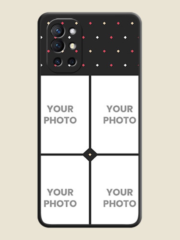 Custom Multicolor Dotted Pattern with 4 Image Holder on Space Black Custom Soft Matte Phone Cases - Oneplus 9R 5G - alternate view