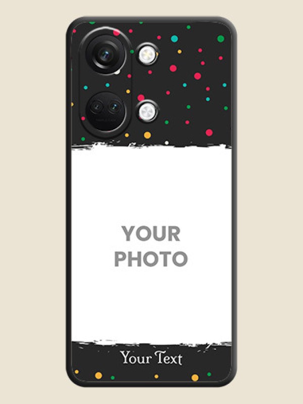 Custom Multicolor Dotted Pattern with Text on Space Black Custom Soft Matte Phone Back Cover - OnePlus Nord 3 5G - alternate view