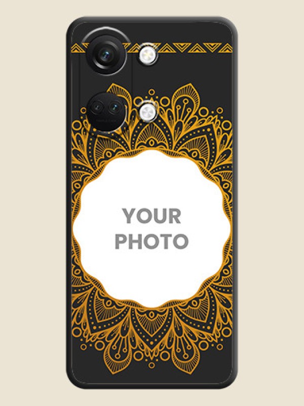 Custom Round Image with Floral Design - Photo on Space Black Soft Matte Mobile Cover - OnePlus Nord 3 5G - alternate view