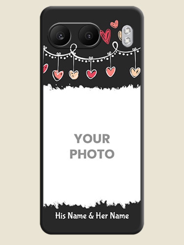 Custom Pink Love Hangings with Name On Space Black Custom Soft Matte Mobile Back Cover - Nord 4 5G - alternate view