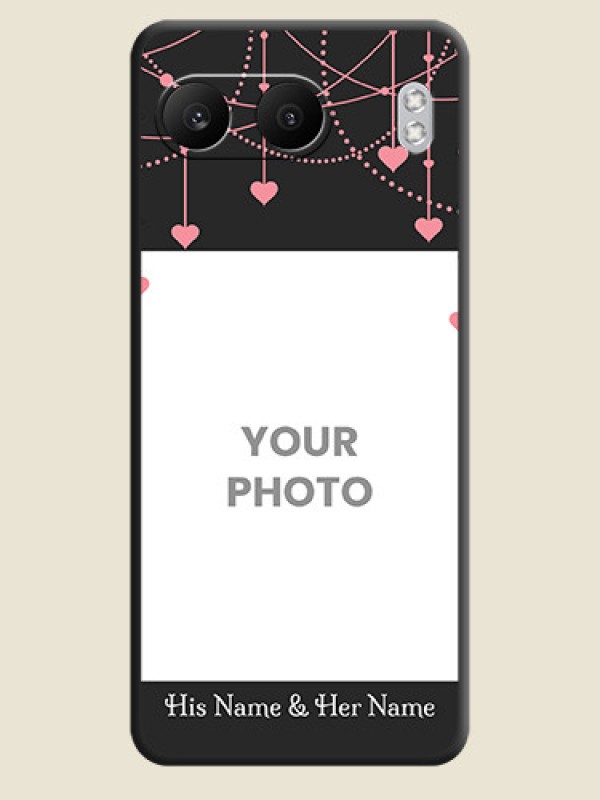 Custom Pink Love Hangings with Text On Space Black Custom Soft Matte Mobile Back Cover - Nord 4 5G - alternate view