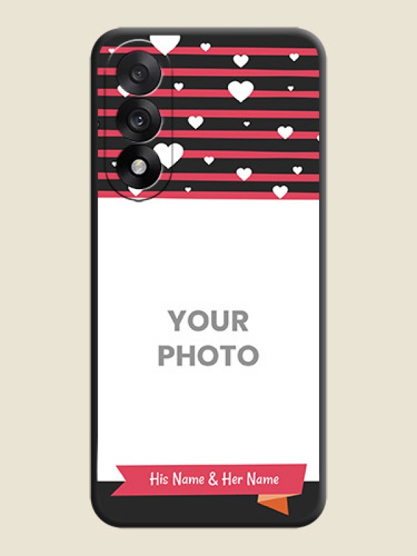 Custom White Color Love Symbols with Pink Lines Pattern On Space Black Custom Soft Matte Mobile Back Cover - OnePlus Nord 5 5G - alternate view
