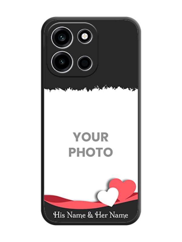 Custom Pin Color Love Shaped Ribbon Design with Text On Space Black Custom Soft Matte Mobile Back Cover - OnePlus Nord 6 5G - alternate view
