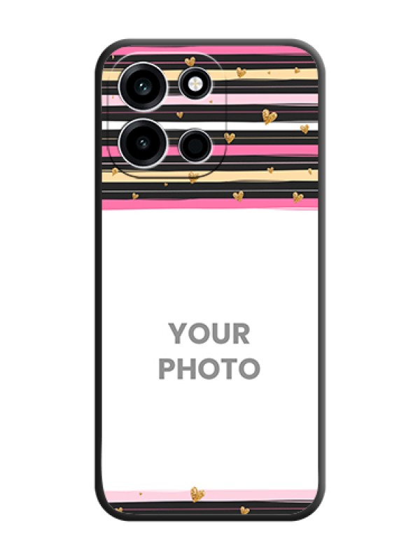 Custom Multicolor Lines and Golden Love Symbols Design on Photo On Space Black Custom Soft Matte Mobile Back Cover - OnePlus Nord 6 5G - alternate view