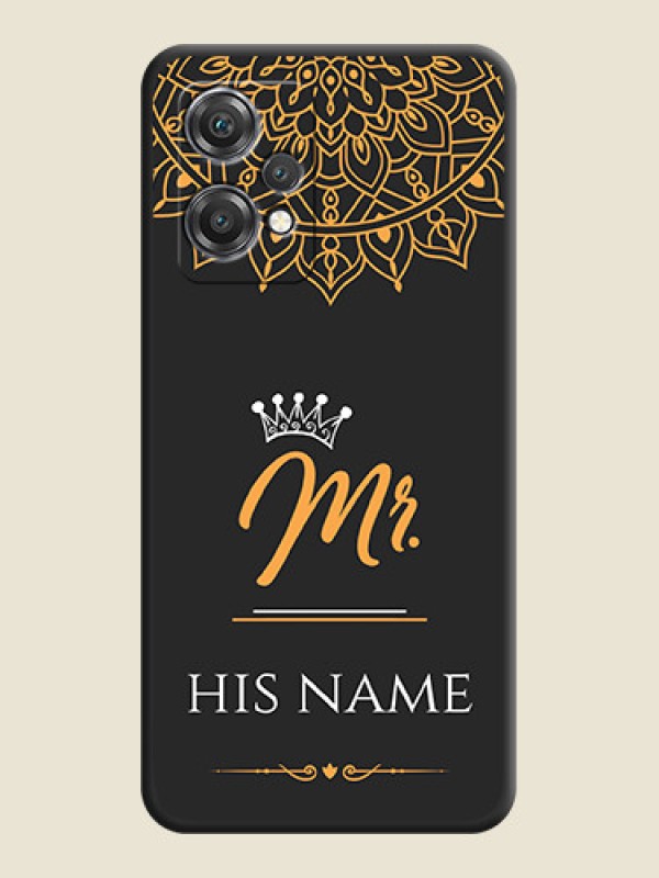 Custom Mr Name with Floral Design  on Personalised Space Black Soft Matte Cases - OnePlus Nord CE 2 Lite 5G - alternate view