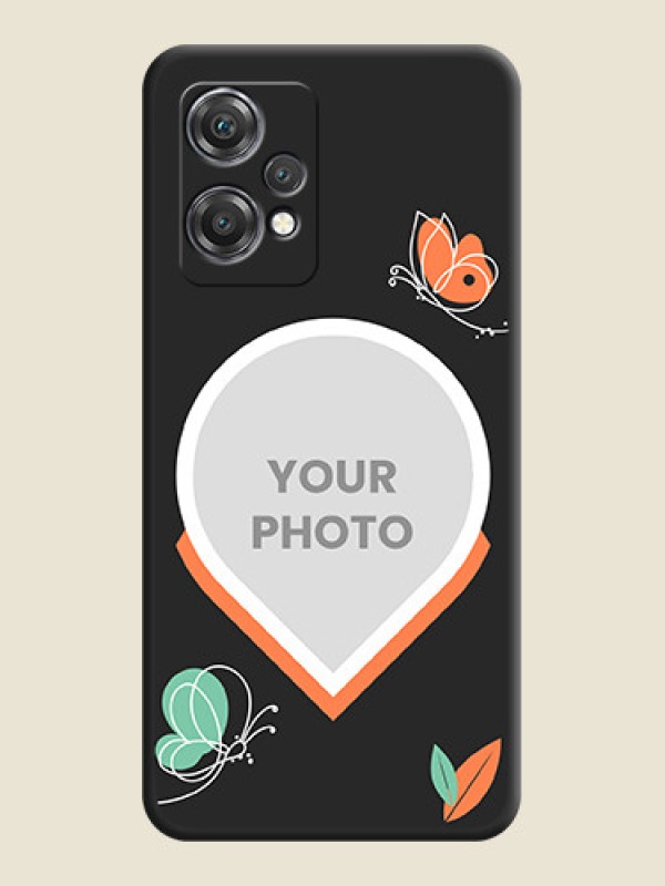 Custom Upload Pic With Simple Butterly Design On Space Black Personalized Soft Matte Phone Covers -Oneplus Nord Ce 2 Lite 5G - alternate view