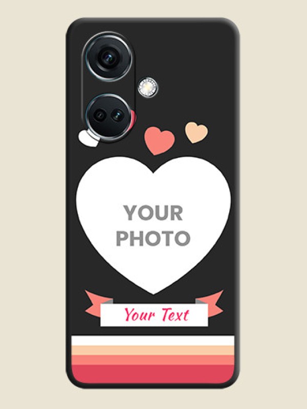 Custom Love Shaped Photo with Colorful Stripes on Personalised Space Black Soft Matte Cases - OnePlus Nord CE 3 5G - alternate view