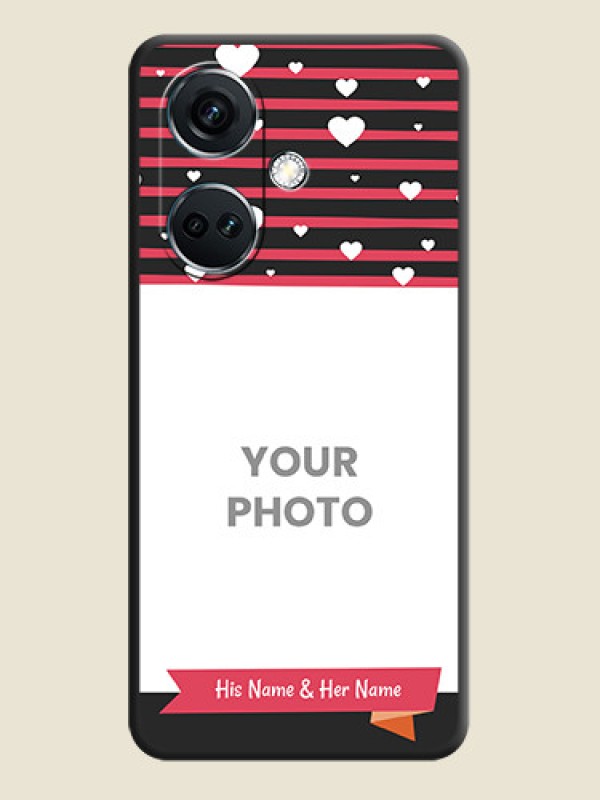 Custom White Color Love Symbols with Pink Lines Pattern on Space Black Custom Soft Matte Phone Cases - OnePlus Nord CE 3 5G - alternate view