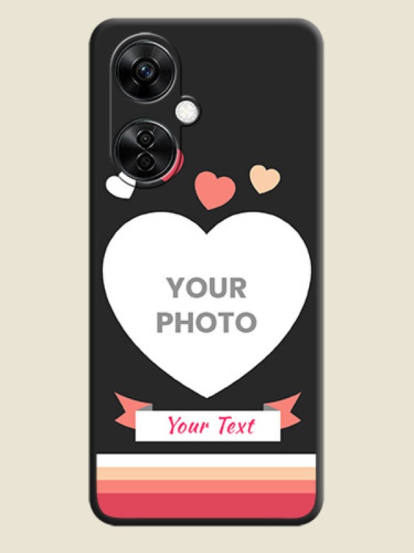 Custom Love Shaped Photo with Colorful Stripes on Personalised Space Black Soft Matte Cases - Nord CE 3 Lite 5G - alternate view