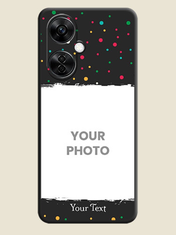 Custom Multicolor Dotted Pattern with Text on Space Black Custom Soft Matte Phone Back Cover - Nord CE 3 Lite 5G - alternate view