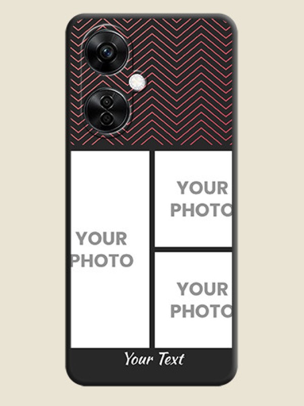 Custom Wave Pattern with 3 Image Holder on Space Black Custom Soft Matte Back Cover - Nord CE 3 Lite 5G - alternate view