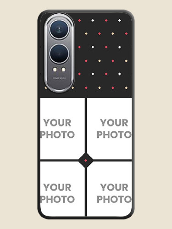 Custom Multicolor Dotted Pattern with 4 Image Holder On Space Black Custom Soft Matte Mobile Back Cover - OnePlus Nord CE 4 Lite 5G - alternate view