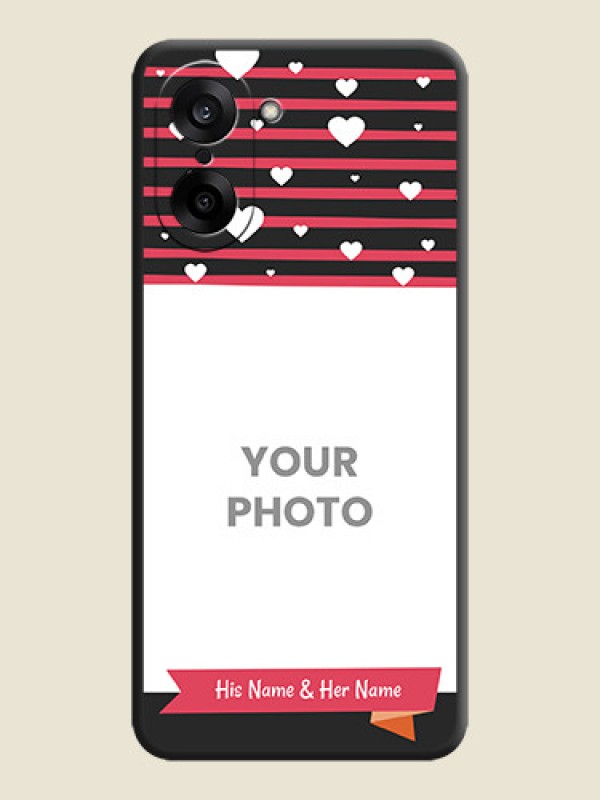 Custom White Color Love Symbols with Pink Lines Pattern On Space Black Custom Soft Matte Mobile Back Cover - OnePlus Nord CE 5 5G - alternate view