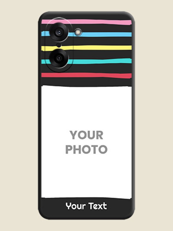 Custom Multicolor Lines with Image On Space Black Custom Soft Matte Mobile Back Cover - OnePlus Nord CE 5 5G - alternate view