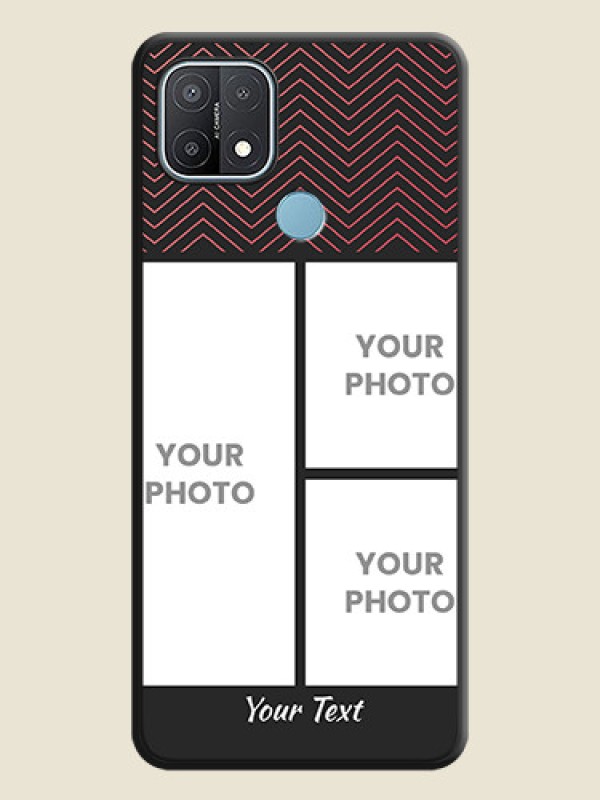 Custom Wave Pattern with 3 Image Holder on Space Black Custom Soft Matte Back Cover - Oppo A15 - alternate view