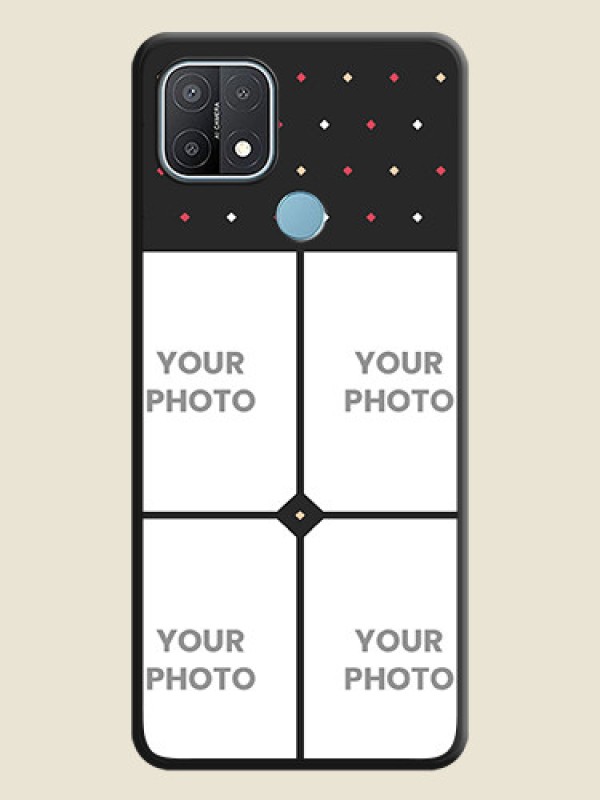 Custom Multicolor Dotted Pattern with 4 Image Holder on Space Black Custom Soft Matte Phone Cases - Oppo A15 - alternate view