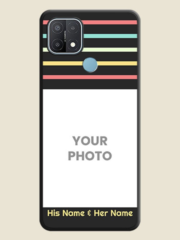 Custom Color Stripes with Photo and Text on Photo on Space Black Soft Matte Mobile Case - Oppo A15 - alternate view