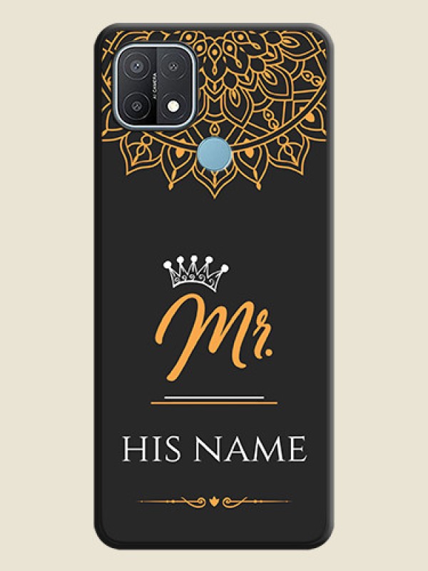 Custom Mr Name with Floral Design on Personalised Space Black Soft Matte Cases - Oppo A15 - alternate view