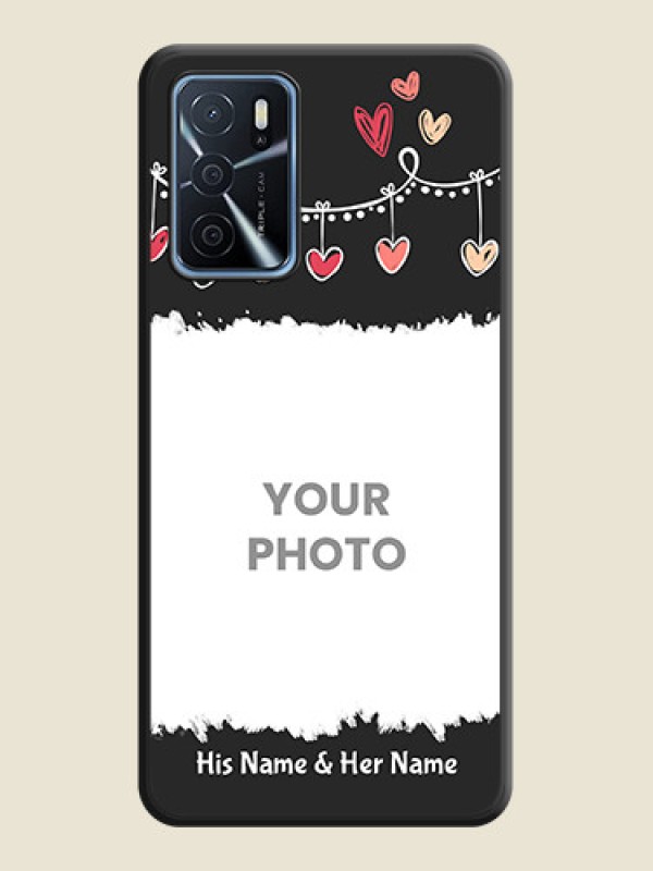 Custom Pink Love Hangings with Name on Space Black Custom Soft Matte Phone Cases - Oppo A16 - alternate view