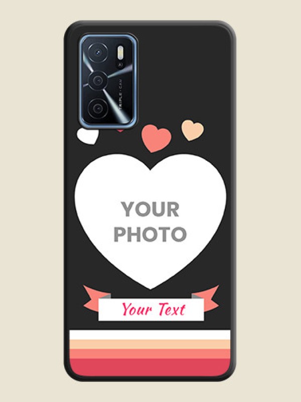 Custom Love Shaped Photo with Colorful Stripes on Personalised Space Black Soft Matte Cases - Oppo A16 - alternate view
