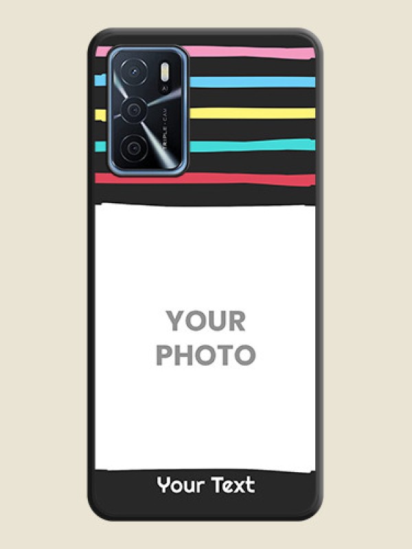 Custom Multicolor Lines with Image on Space Black Personalized Soft Matte Phone Covers - Oppo A16 - alternate view