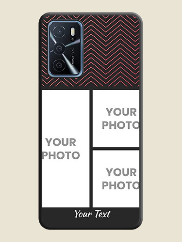 Custom Wave Pattern with 3 Image Holder on Space Black Custom Soft Matte Back Cover - Oppo A16 - alternate view