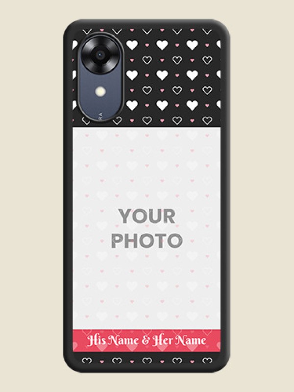 Custom White Color Love Symbols with Text Design on Photo on Space Black Soft Matte Phone Cover - Oppo A17k - alternate view