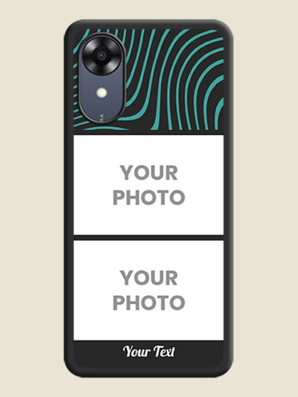 Custom Wave Pattern with 2 Image Holder on Space Black Personalized Soft Matte Phone Covers - Oppo A17k - alternate view