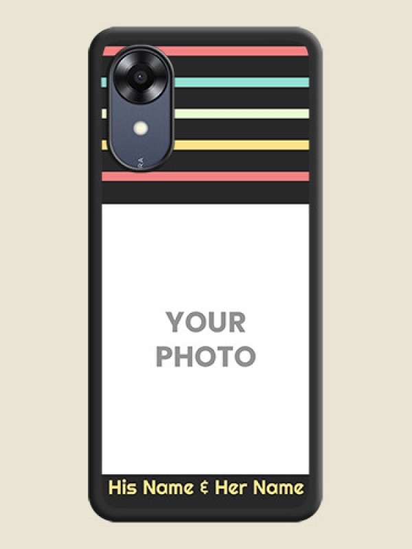 Custom Color Stripes with Photo and Text on Photo on Space Black Soft Matte Mobile Case - Oppo A17k - alternate view