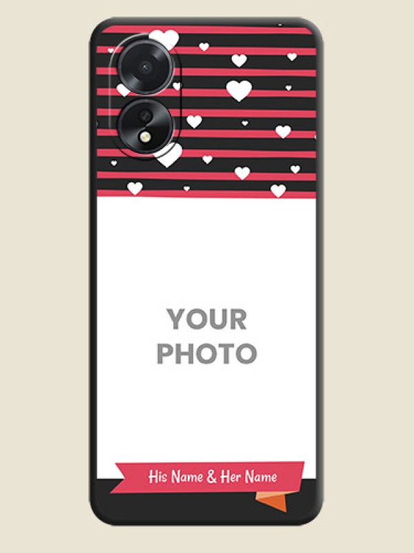 Custom White Color Love Symbols with Pink Lines Pattern on Space Black Custom Soft Matte Phone Cases - Oppo A18 - alternate view